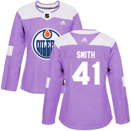 Adidas Oilers #41 Mike Smith Purple Authentic Fights Cancer Women's Stitched NHL Jersey